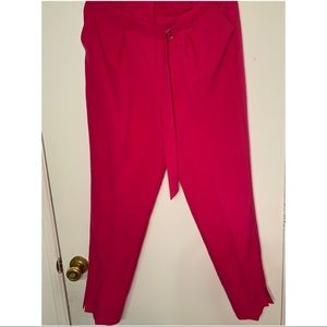 Pink belted high waist pants